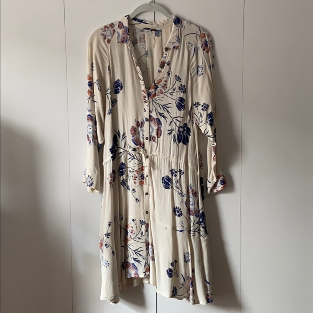 Free People Tie Wait Long Sleeve Shirt Dress